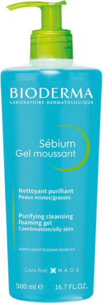 Bioderma Sebium Gel Nettoyant Purifiant Visage Peau Mixte, Grasse 