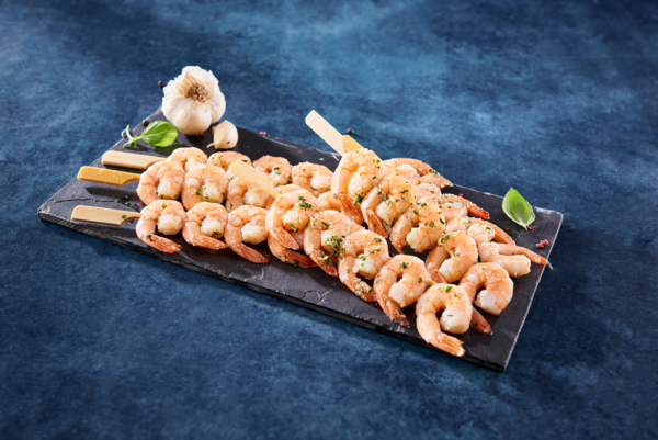 4 Brochettes De Crevettes Cuites Ail Et Persil Ou Provençale