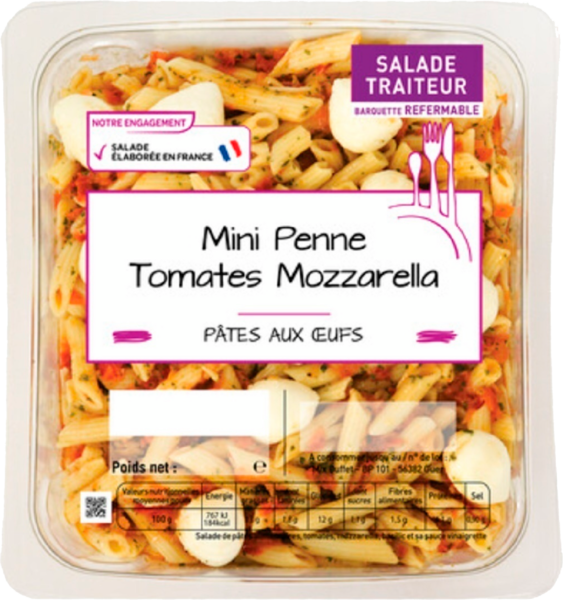 Salade De Mini Penne Tomate, Mozzarella Et Basilic