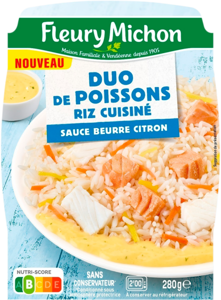 Duo De Poisson, Riz Cuisiné, Sauce Citron Fleury Michon