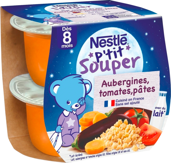 P'tit Souper Aubergines Tomates Pâtes Nestlé