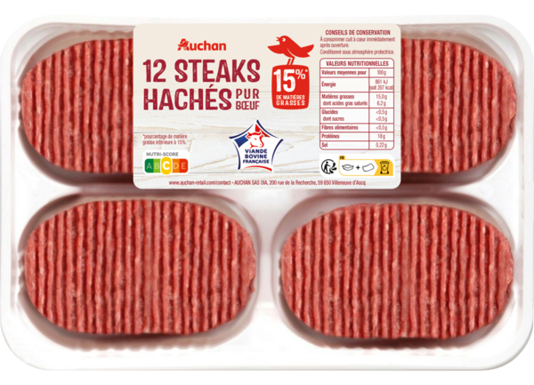 Steaks Hachés Pur Bœuf Auchan
