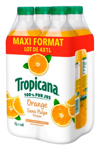 Tropicana 100% Oranges Pressées Sans Pulpe