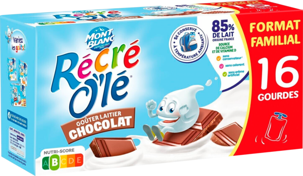 Gourdes Goûter Laiter Saveur Chocolat Récré O'lé Mont Blanc