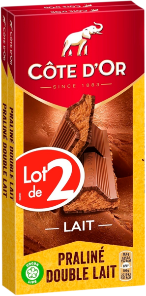 Tablettes De Chocolat Praliné Double Lait Côte D'or