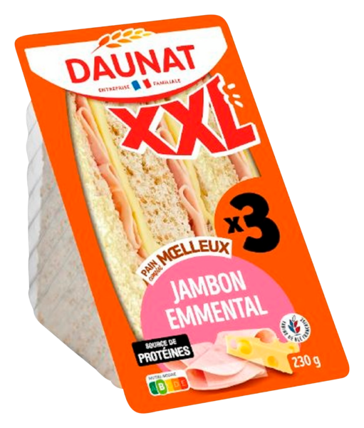 Sandwich Xxl Jambon Emmental Salade Daunat