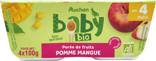 Purée De Fruits Auchan Baby Bio