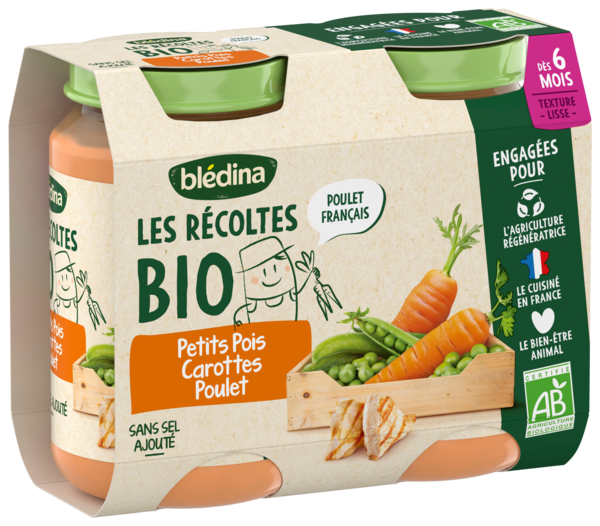 Les Récoltes Bio Carottes Petits Pois Poulet Blédina  