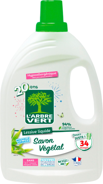 Lessive Liquide Savon Végétal Hypoallergénique L'arbre Vert 