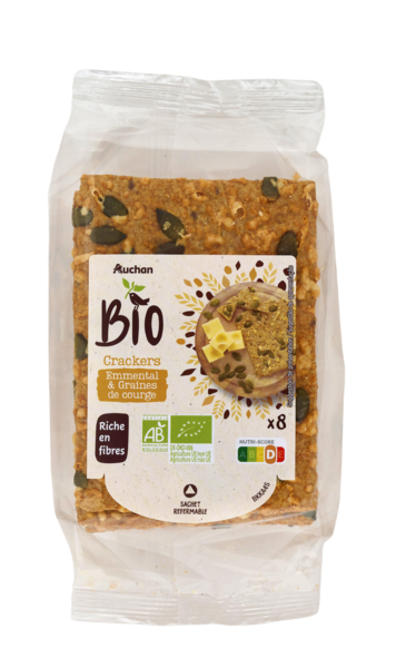 Crackers Emmental & Graines De Courge Auchan Bio
