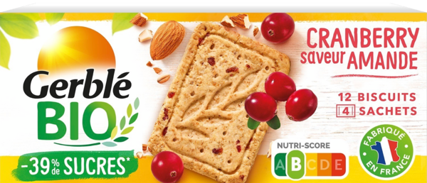 Biscuits Sablés Amande Cranberry Gerblé Bio