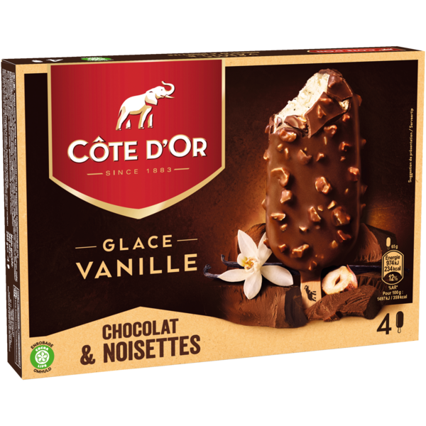 Glace Bâtonnet Vanille, Chocolat Et Noisettes Côte D'or