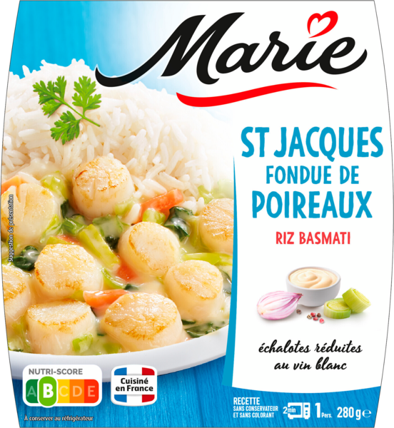 St-Jacques Fondue De Poireaux Au Riz Basmati Marie