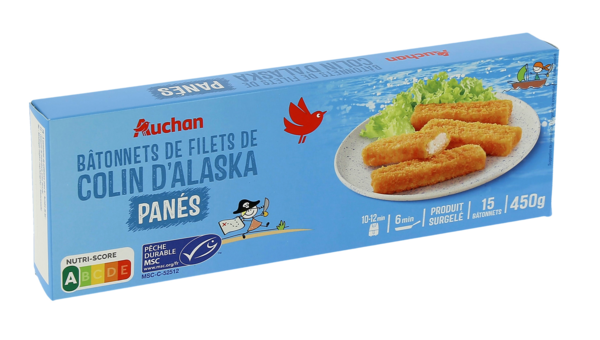 Bâtonnets De Filets De Colin D'alaska Panés Surgelés Auchan