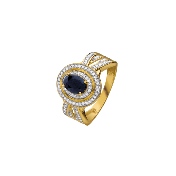 Bague Or 750 Millièmes Rhodié, Saphir Et Diamants 0,25 Carat(1) Auchan SOLDES : jusqu'à -70% !