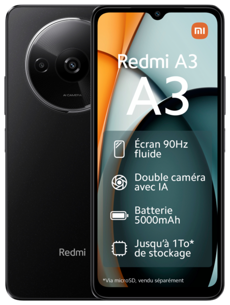 Pack Smartphone Xiaomi Redmi A3 128Go Avec Accessoires Auchan SOLDES : jusqu'à -70% !