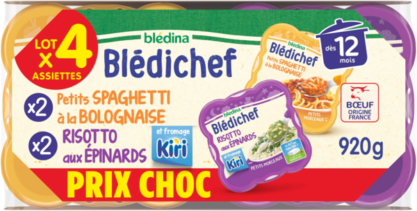 Bledichef Spaghetti Bolognaise & Risotto Epinards Kiri  Blédina