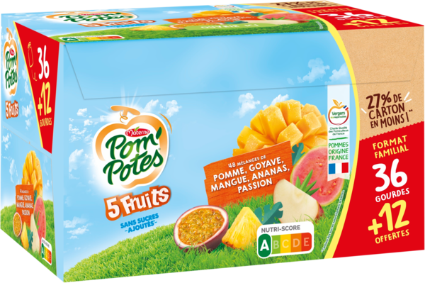 Compotes Gourdes 5 Fruits Exotiques Pom'potes 