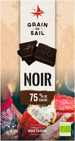 Tablettes De Chocolat Noir Bio 75% Grain De Sail