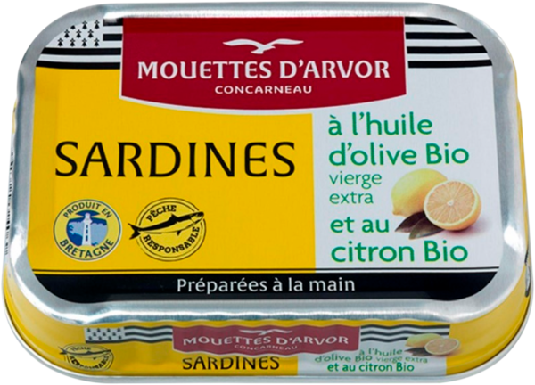 Sardines Entières À L'huile D'olive Bio Les Mouettes D'arvor