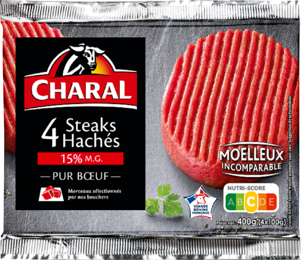 4 Steaks Hachés Pur Bœuf Charal