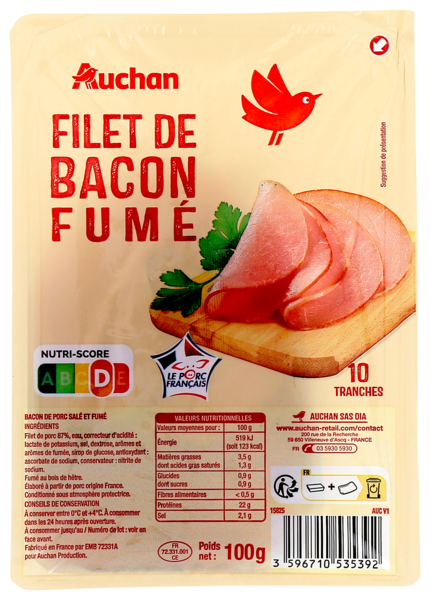 Filet De Bacon Fumé Auchan