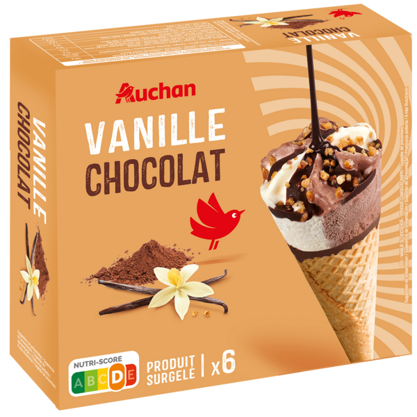 Cônes Vanille Chocolat Auchan