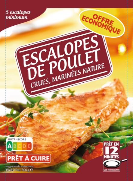 Escalopes De Poulet Crues Marinées Nature Surgelées