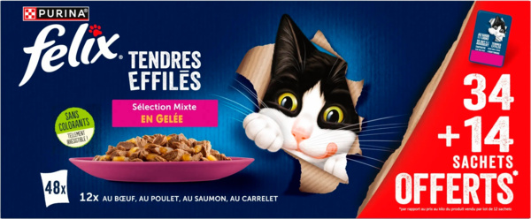 Tendres Effilés En Gelée Sélection Mixte Poulet Felix Purina