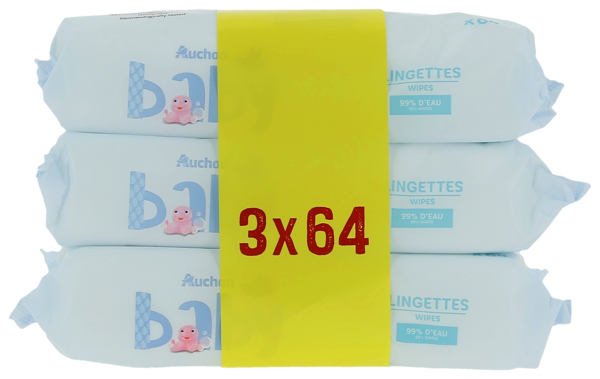 Lingettes Hypoallergeniques À L'eau Pure Auchan Baby