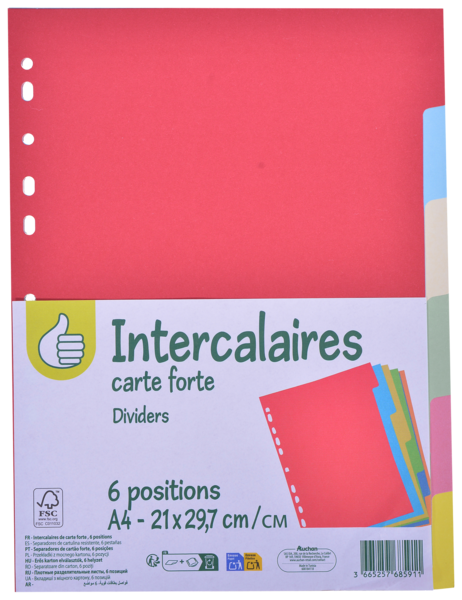 Intercalaire Carton Pouce