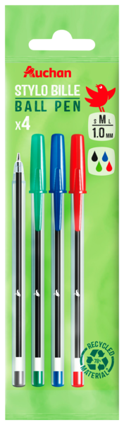 4 Stylos Bille Capuchon Auchan
