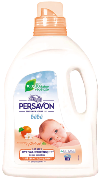 Lessive Liquide Bébé Hypoallergénique Abricot Persavon