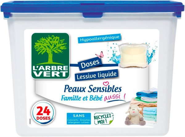Lessive Capsules Peaux Sensibles Hypoallergénique Arbre Vert