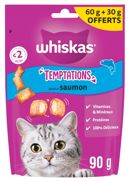 Friandises Au Saumon Pour Chat Whiskas Temptations Auchan C'est bon de rentrer moins cher
