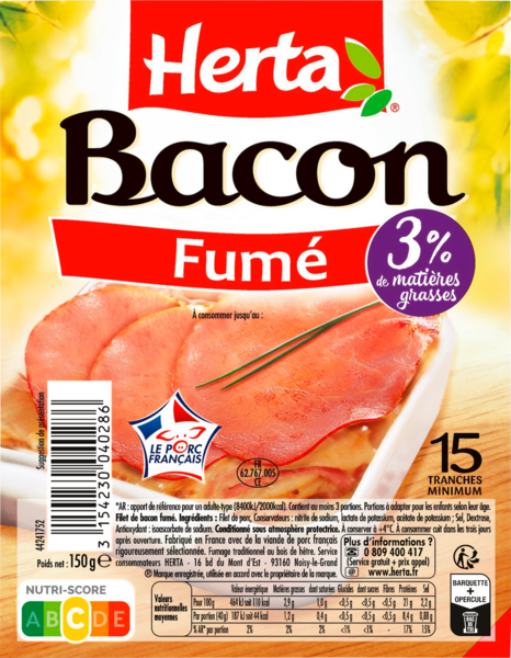 Bacon Herta Auchan C'est bon de rentrer moins cher