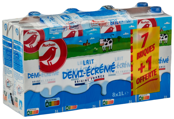 Lait Demi-Écrémé Auchan