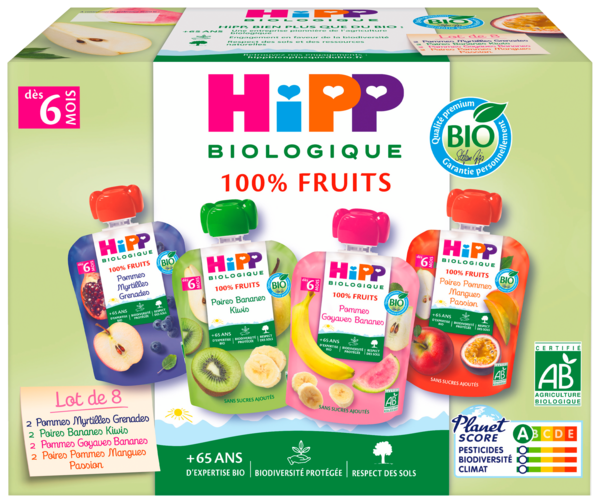 Gourdes 100% Fruits Multipack Bio Hipp Auchan Les prix bas qui font du bien au quotidien