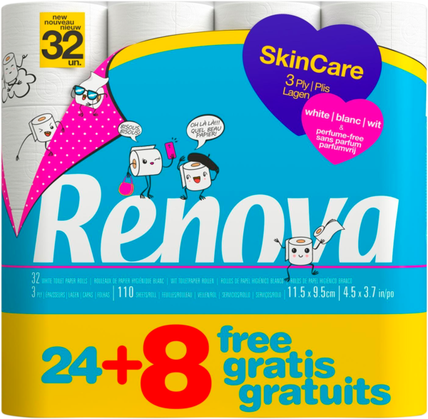 Papier Toilette Skin Care Blanc Renova Auchan Les prix bas qui font du bien au quotidien