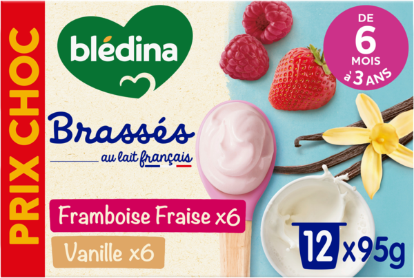 Blédina Brassés Vanille, Framboise - Fraise