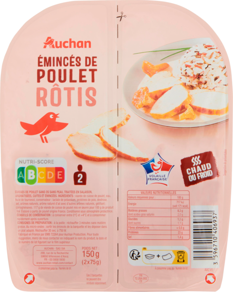 Émincés De Poulet Rôti Auchan